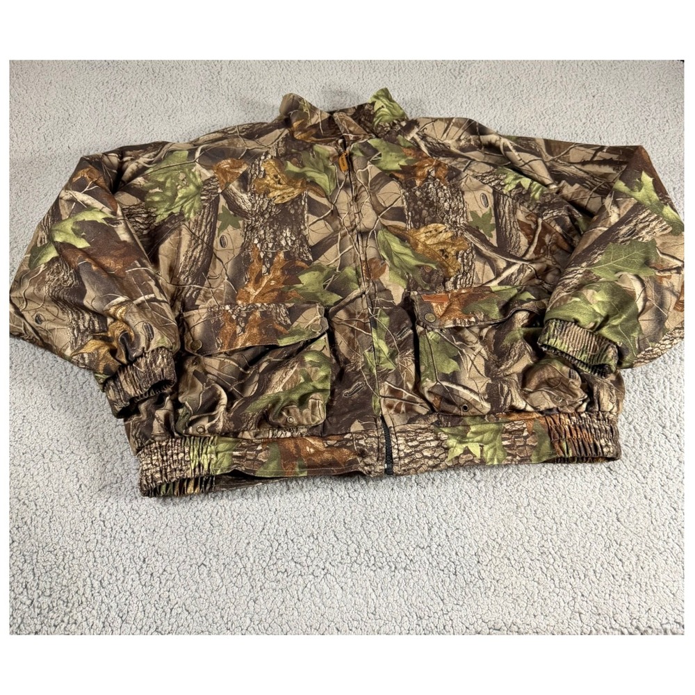 Woolrich Outdoor Guide Camo Bomber Jacket Mens XL Hardwoods Green 5568WT Zip